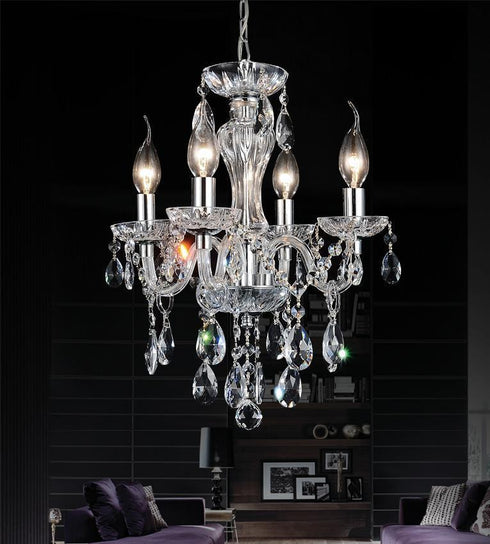 CWI Lighting Princeton 4 Light Up Chandelier With Chrome Finish Model: 8273P14C-4 (CLEAR)