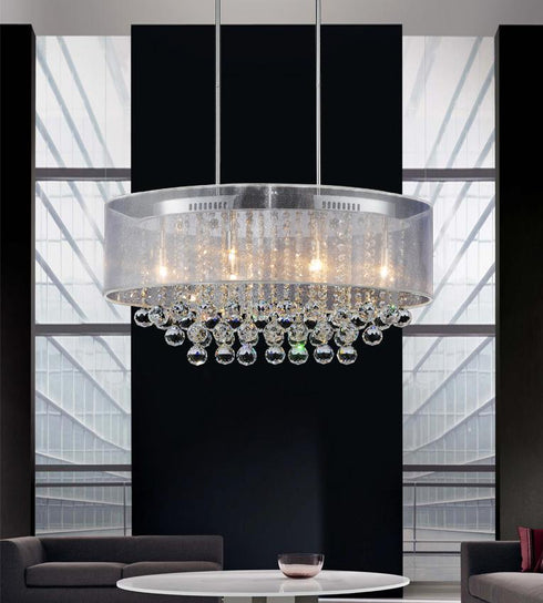 CWI Lighting Radiant 6 Light Drum Shade Chandelier With Chrome Model: 5063P26C (CLEAR + W)