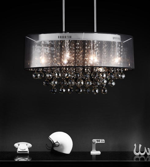 CWI Lighting Radiant 9 Light Drum Shade Chandelier With Chrome Model: 5063P36C (SMOKE+ B)