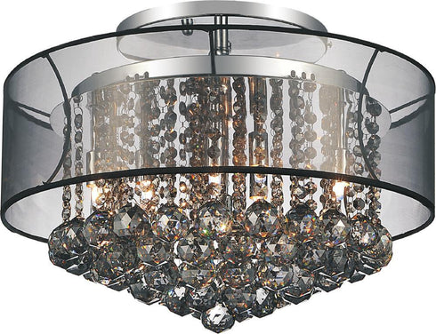 CWI Lighting Radiant 9 Light Drum Shade Flush Mount With Chrome Model: 5062C20C (SMOKE + B)