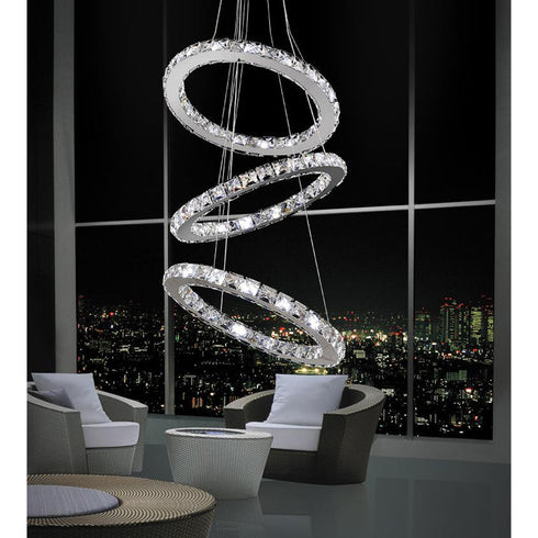 CWI Lighting Ring LED Chandelier With Chrome Finish Model: 5080P16ST-3R