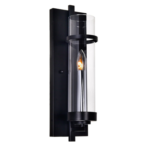 CWI Lighting Sierra 1 Light Wall Sconce With Black Finish Model: 9827W5-1-101