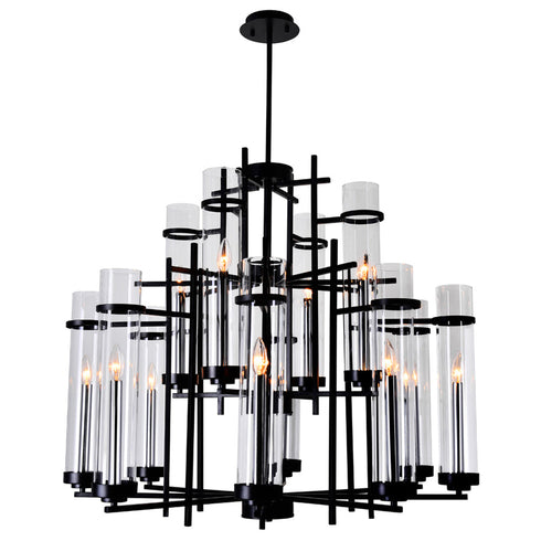 CWI Lighting Sierra 12 Light Up Chandelier With Black Finish Model: 9827P38-12-101