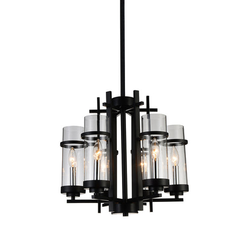 CWI Lighting Sierra 6 Light Up Chandelier With Black Finish Model: 9827P18-6-101