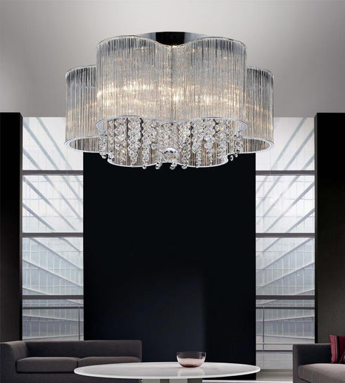 CWI Lighting Spring Morning 7 Light Drum Shade Flush Mount With Chrome Model: 5319C20C