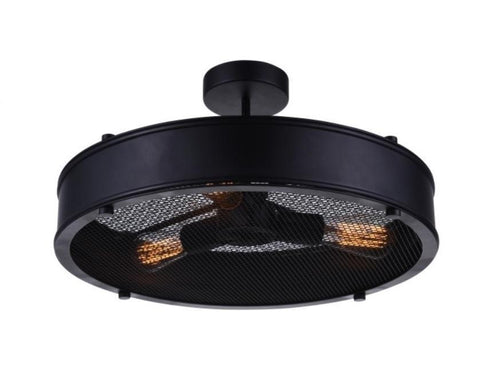 CWI Lighting Tigris 3 Light Drum Shade Flush Mount With Black Model: 9904C16-3-101