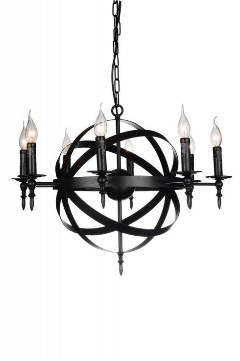 CWI Lighting Troy 8 Light Up Chandelier With Black Finish Model: 9634P28-8-101
