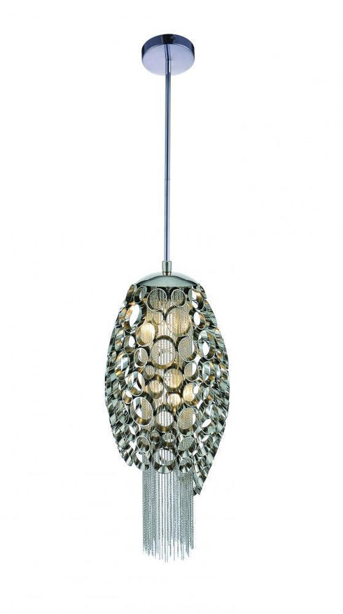 CWI Lighting Victoria 2 Light Drum Shade Mini Pendant With Chrome Model: 5631P8C-O