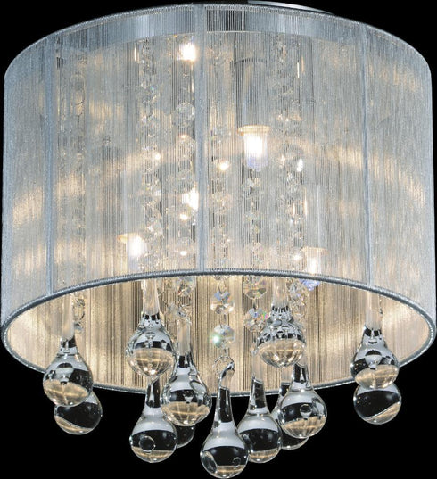 CWI Lighting Water Drop 4 Light Drum Shade Flush Mount With Chrome Model: 5006C10C-R (S)