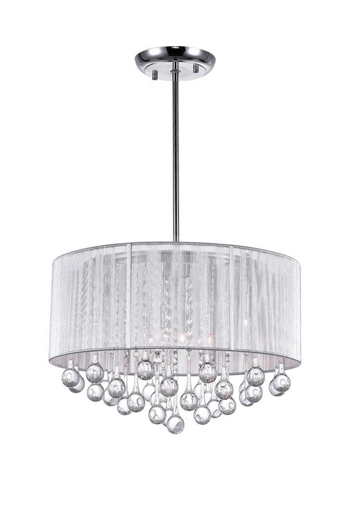 CWI Lighting Water Drop 6 Light Drum Shade Chandelier With Chrome Model: 5006P18C-R(S)