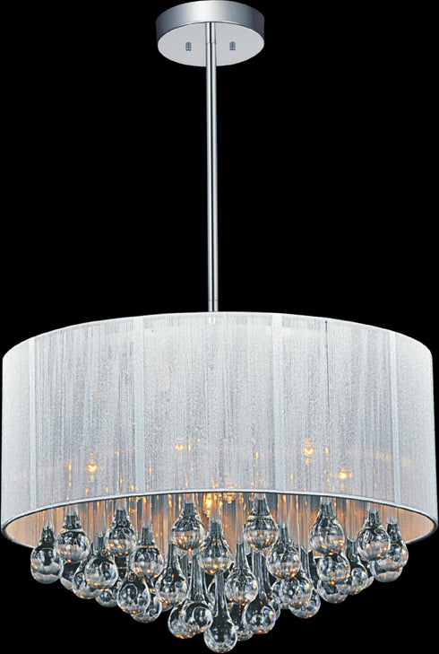 CWI Lighting Water Drop 6 Light Drum Shade Chandelier With Chrome Model: 5006P18C-R(W)