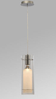 Diego Collection Chrome Mini Pendant with Frosted/Clear Glass