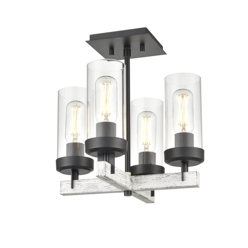 DVI Lighting Okanagan 4 Light Semi Flush Mount Model: DVP38611GR+IW-CL