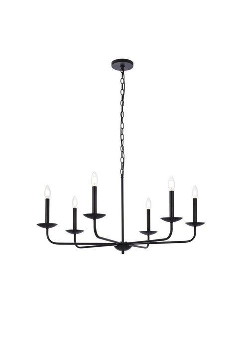 Living District 6 Light Cohen 36 Inch Pendant In Black And Brass Model: LD812D36BRK