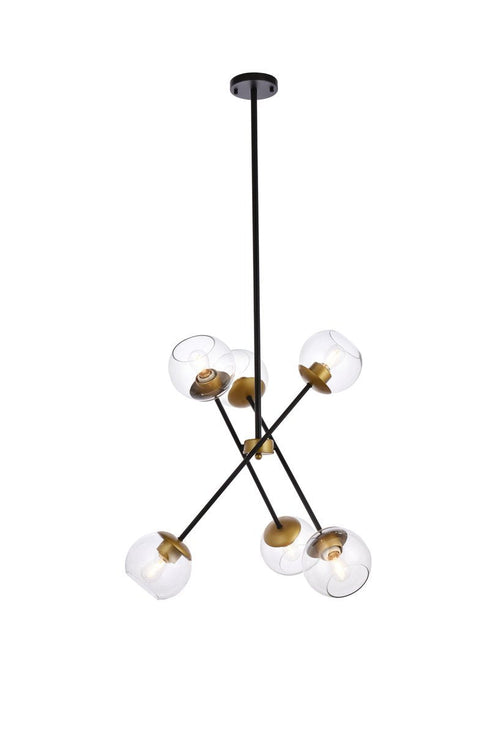 Living District Axl 6 Light Pendant Model: LD656D24BK