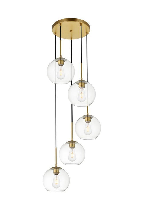 Elegant Lighting Baxter 5 Light Pendant Model: LD2226BR