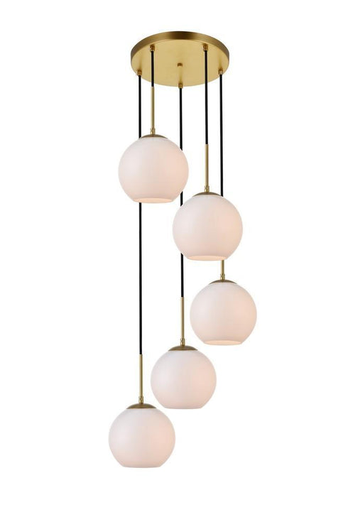 Elegant Lighting Baxter 5 Light Pendant Model: LD2227BR