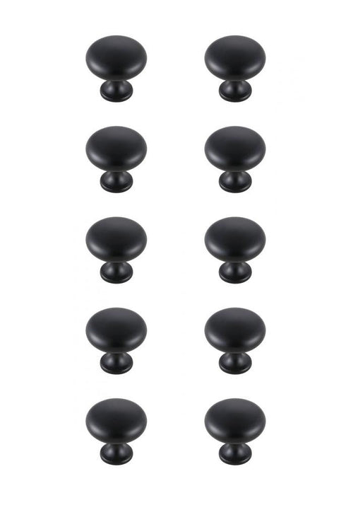 Elegant Decor Cadon 1.2 Inch Diameter Matte Black Mushroom Model: KB2002-MB-10PK