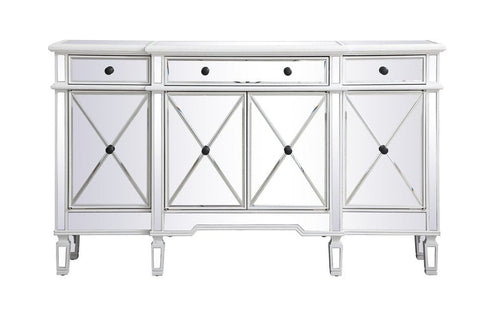 Elegant Decor Contempo 60 Inch Mirrored Credenza In Antique White Model: MF6-1001AW