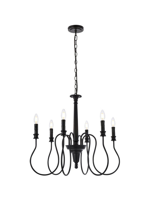 Living District Flynx 6 Light Pendant Model: LD7044D26BK