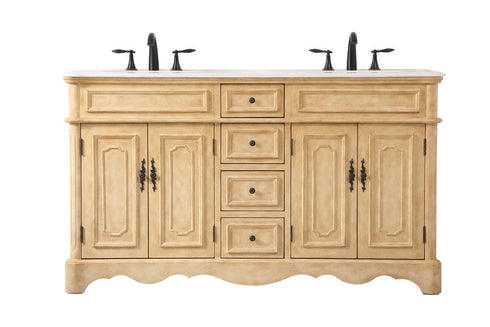 Elegant Lighting 60 Inch Double Bathroom Vanity In Antique Model: VF30460AW