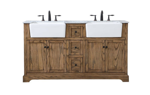 Elegant Decor Franklin 60 Inch Double Bathroom Vanity In Driftwood Model: VF60260DDW