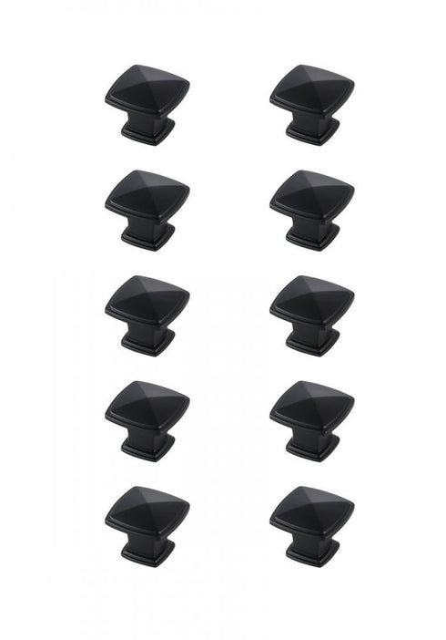 Elegant Decor Marcel 1.2 Inch Matte Black Square Knob Model: KB2023-MB-10PK
