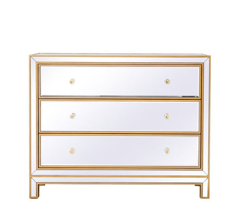 Elegant Decor Reflexion 40 Inch Mirrored Three Drawer Cabinet In Model: MF72019WH
