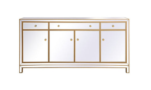 Elegant Decor Reflexion 72 In. Mirrored Credenza In Gold Model: MF72072G