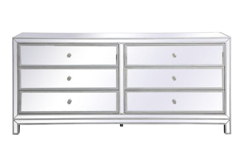 Elegant Decor Reflexion 72 In. Mirrored Six Drawer Chest In Model: MF73672S