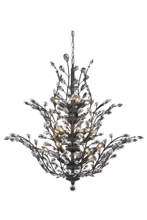 Elegant Lighting 18 Light Orchid 18 Light Dark Bronze Chandelier Clear Model: V2011G41DB/RC