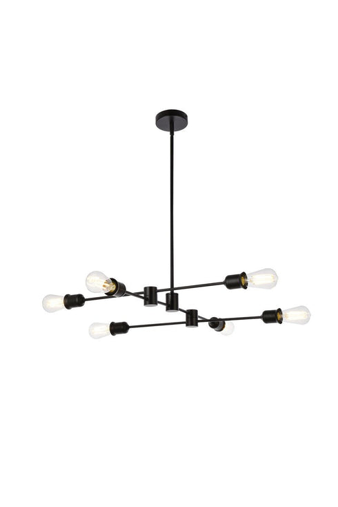 Living District Xavier 6 Light Pendant Model: LD7051D31BK