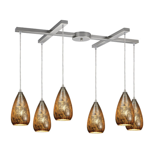 Elk 10254/6 Karma 6 Light Pendant In Satin Nickel