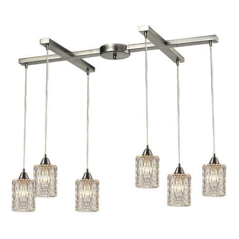 Elk 10343/6 Kersey 6 Light Pendant In Satin Nickel