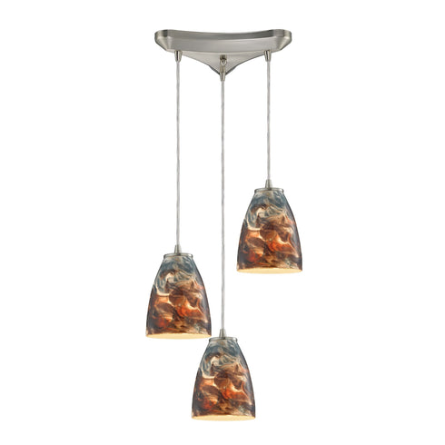 Elk 10460/3CS Abstractions 3 Light Pendant In Satin Nickel