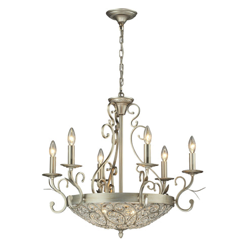 Elk Andalusia 6+3 Light Chandelier In Aged Silver Model: 11696/6+3