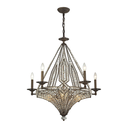 Elk 11785/5+5 Jausten 10 Light Chandelier In Antique Bronze