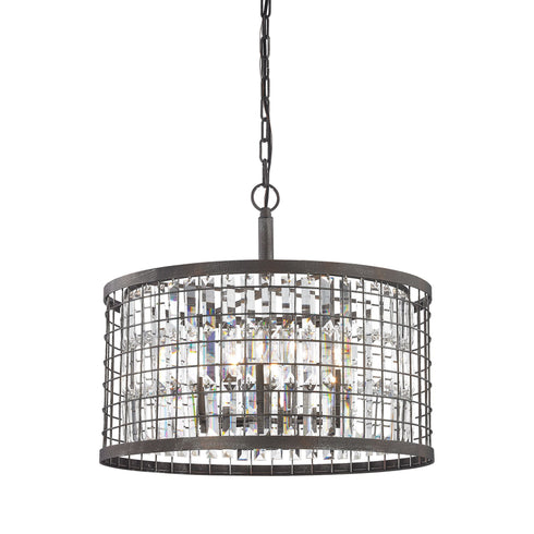 Elk 14344/6 Nadina 6 Light Chandelier In Silverdust Iron