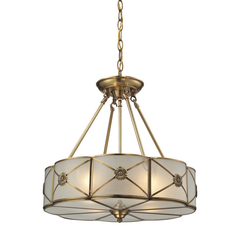 Elk 22004/4 Preston 4 Light Pendant In Brushed Brass