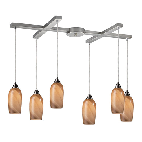 Elk 31137/6 Sandstone 6 Light Pendant In Satin Nickel