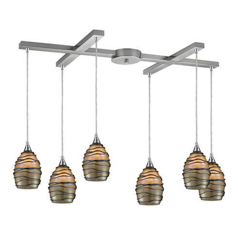 Elk 31142/6 Vines 6 Light Pendant In Satin Nickel