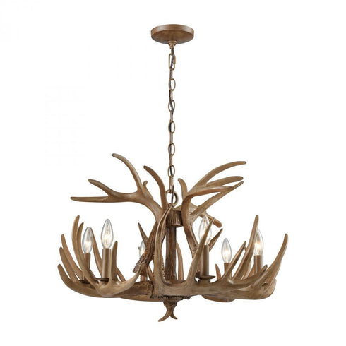 Elk 6 Light Chandelier In Wood Brown Model: 16315/6