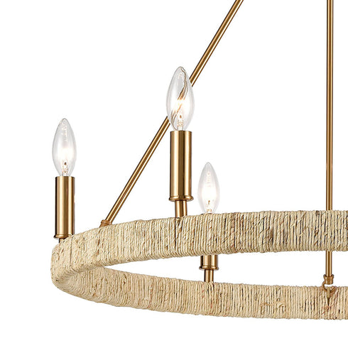 Elk Abaca 6 Light Chandelier In Satin Brass Model: 32415/6