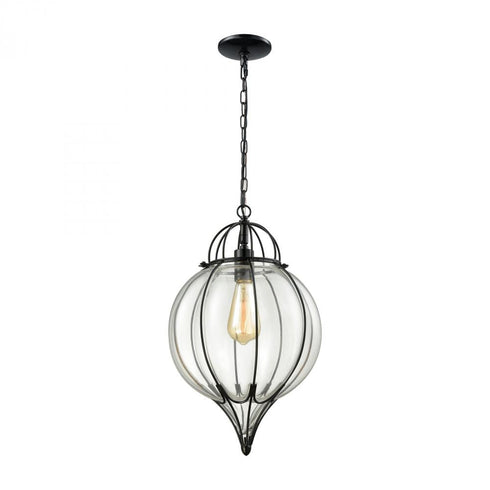 Elk Adriano 1 Light Mini Pendant In Gloss Black Model: 14521/1