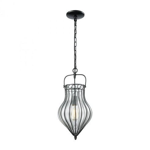 Elk Adriano 1 Light Mini Pendant In Gloss Black Model: 14522/1