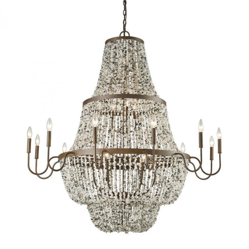 Elk Agate Stones 21 Light Chandelier In Weathered Model: 65309/12+6+3
