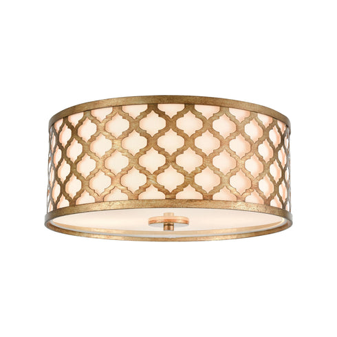 Elk Arabesque 2 Light Flush Mount In Bronze Gold Model: 75134/2