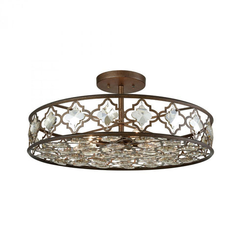 Elk Armand 8 Light Semi Flush In Weathered Bronze Model: 31093/8