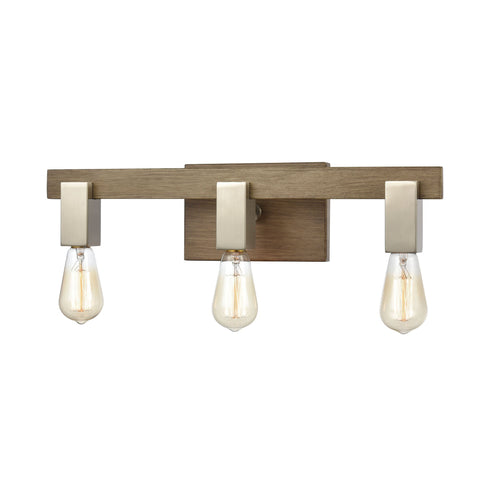 Elk Axis 3 Light Vanity Light In Light Wood And Model: 55058/3