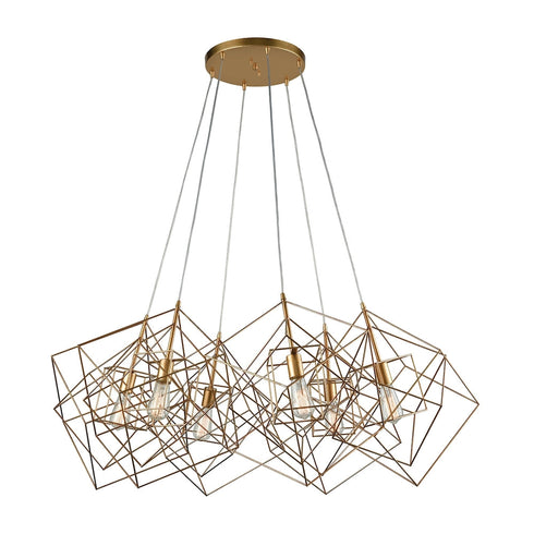 Elk Box 6 Light Cluster Chandelier In Gold Leaf Model: 1141-032